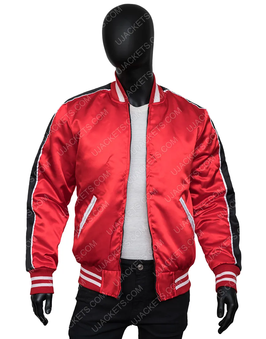 1950s Lenny Lone Wolf Jacket | Red Satin Bomber Jacket | 50% Discount!!