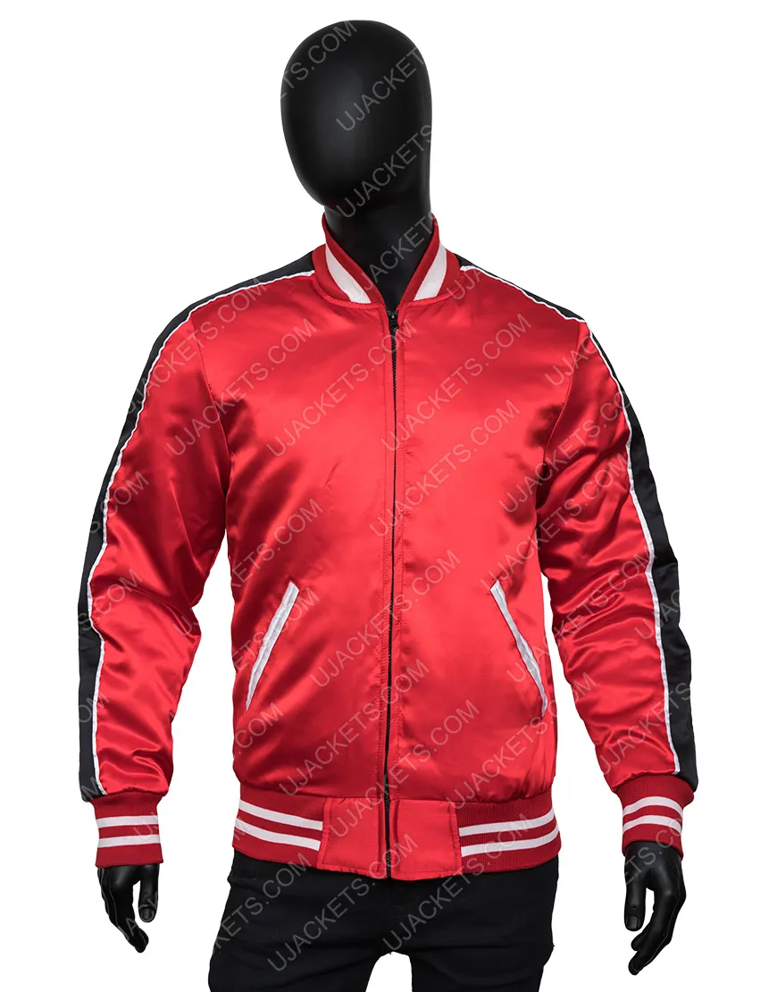 1950s Lenny Lone Wolf Jacket | Red Satin Bomber Jacket | 50% Discount!!