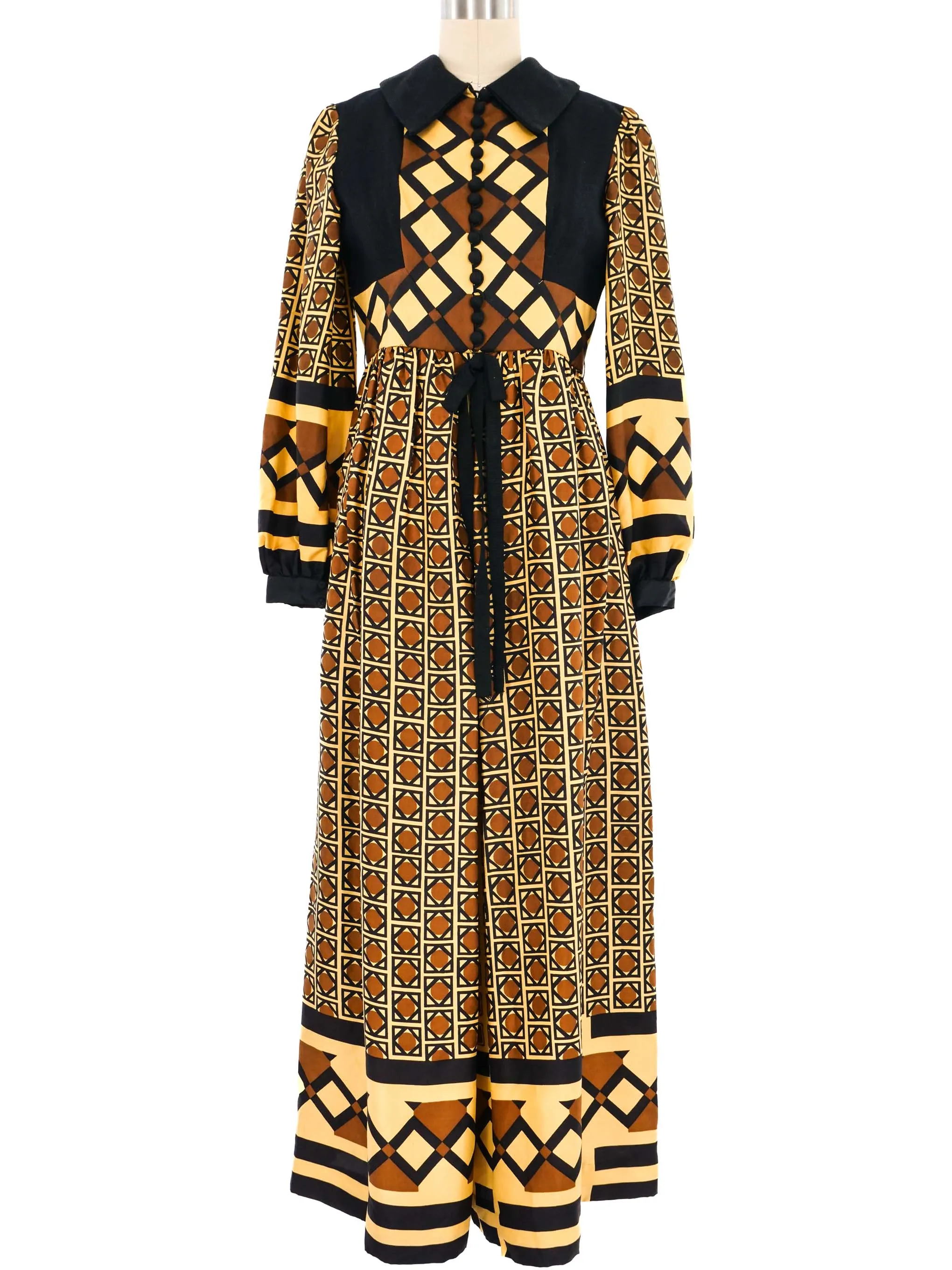 1960s Oscar de la Renta Printed Silk Palazzo Pant Jumpsuit