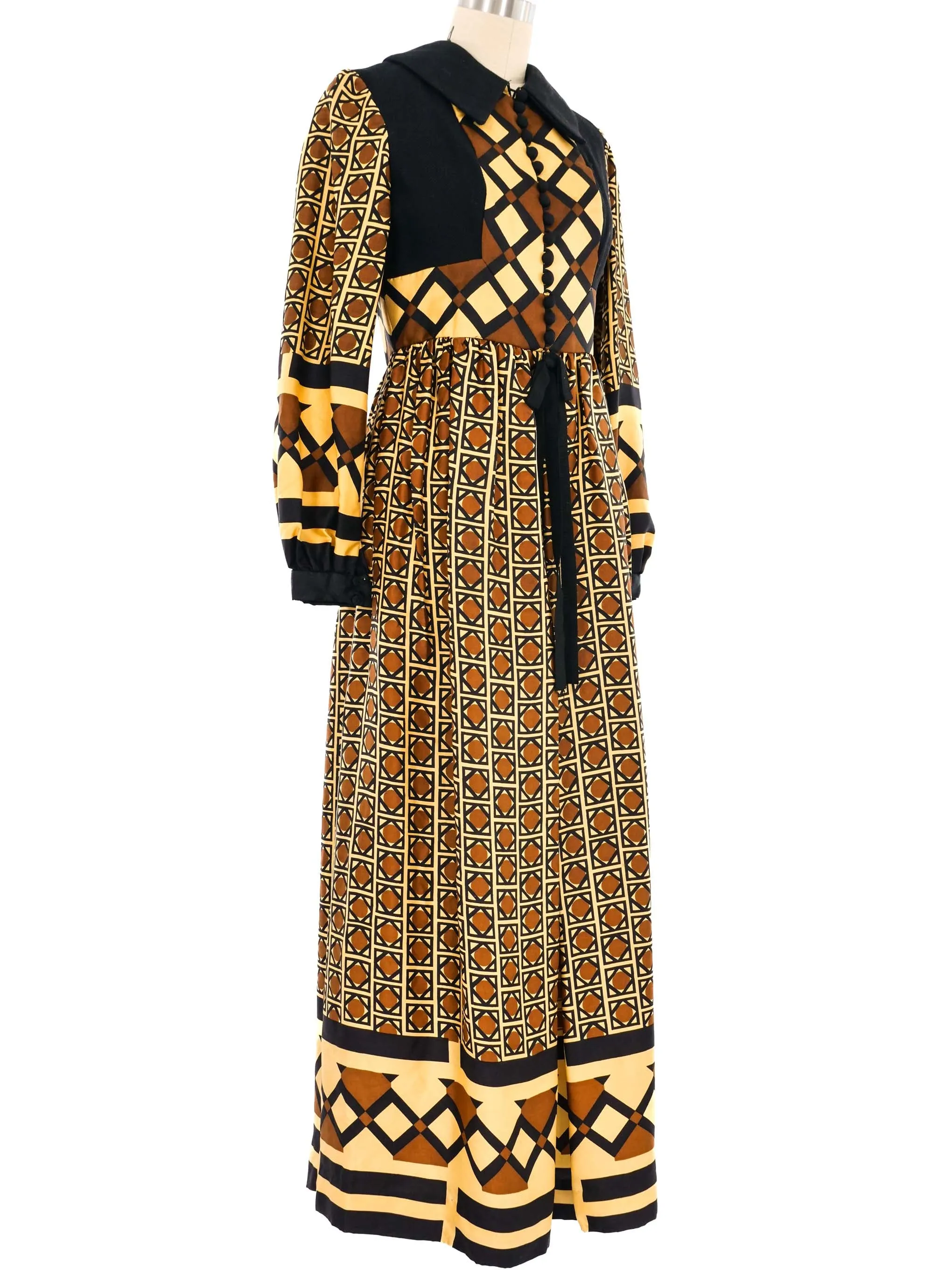 1960s Oscar de la Renta Printed Silk Palazzo Pant Jumpsuit