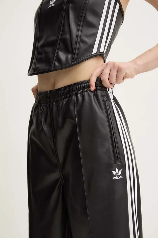 adidas Originals trousers Firebird Pleather Pant women's black color IY7245