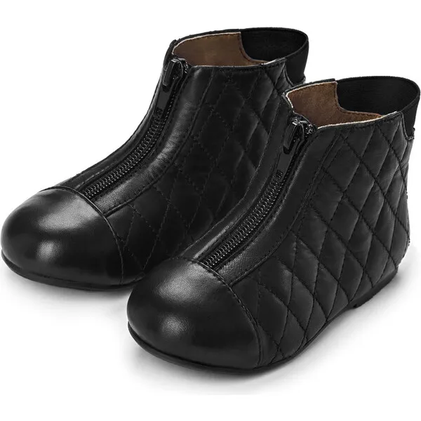 Age of Innocence Nicole Zipper Leather Boots, Black