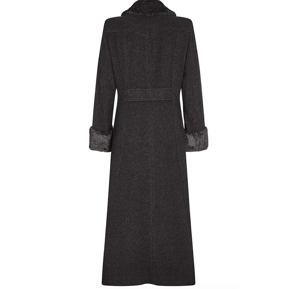 Alexa Wool Blend Faux Fur Trim Maxi Coat