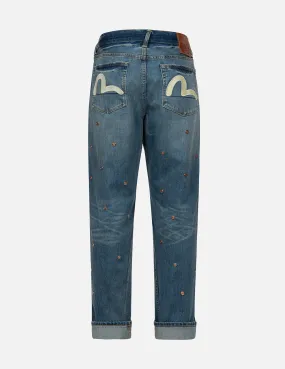 Allover Rivets and Seagull Applique 3D Regular Fit Jeans