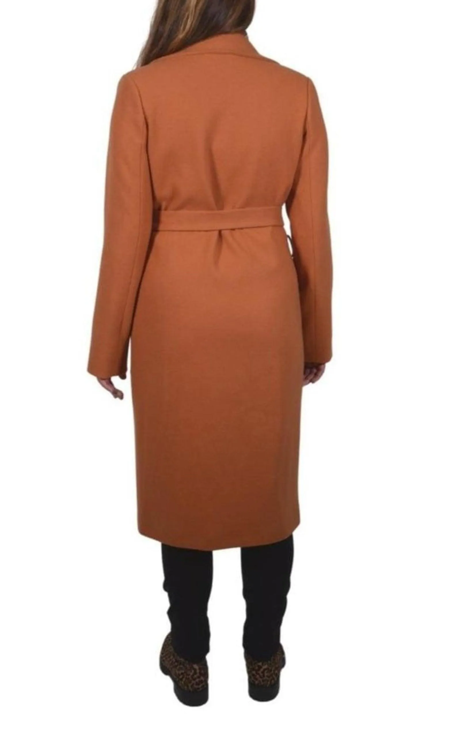 Belted Wool Blend Long Coat