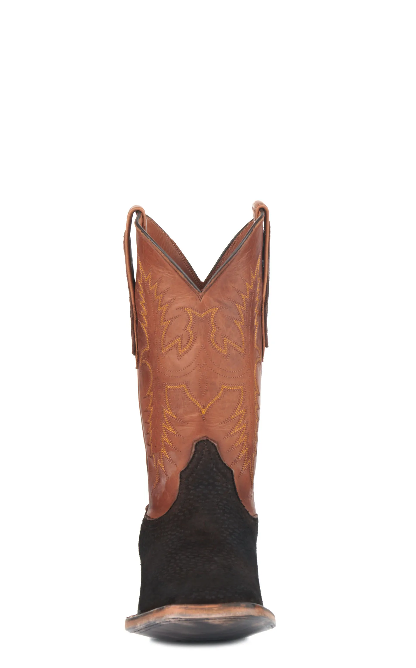 Black Jack Men's Burnished Peanut and Chocolate Capybara Wide Square Toe Exotic Cowboy Boots