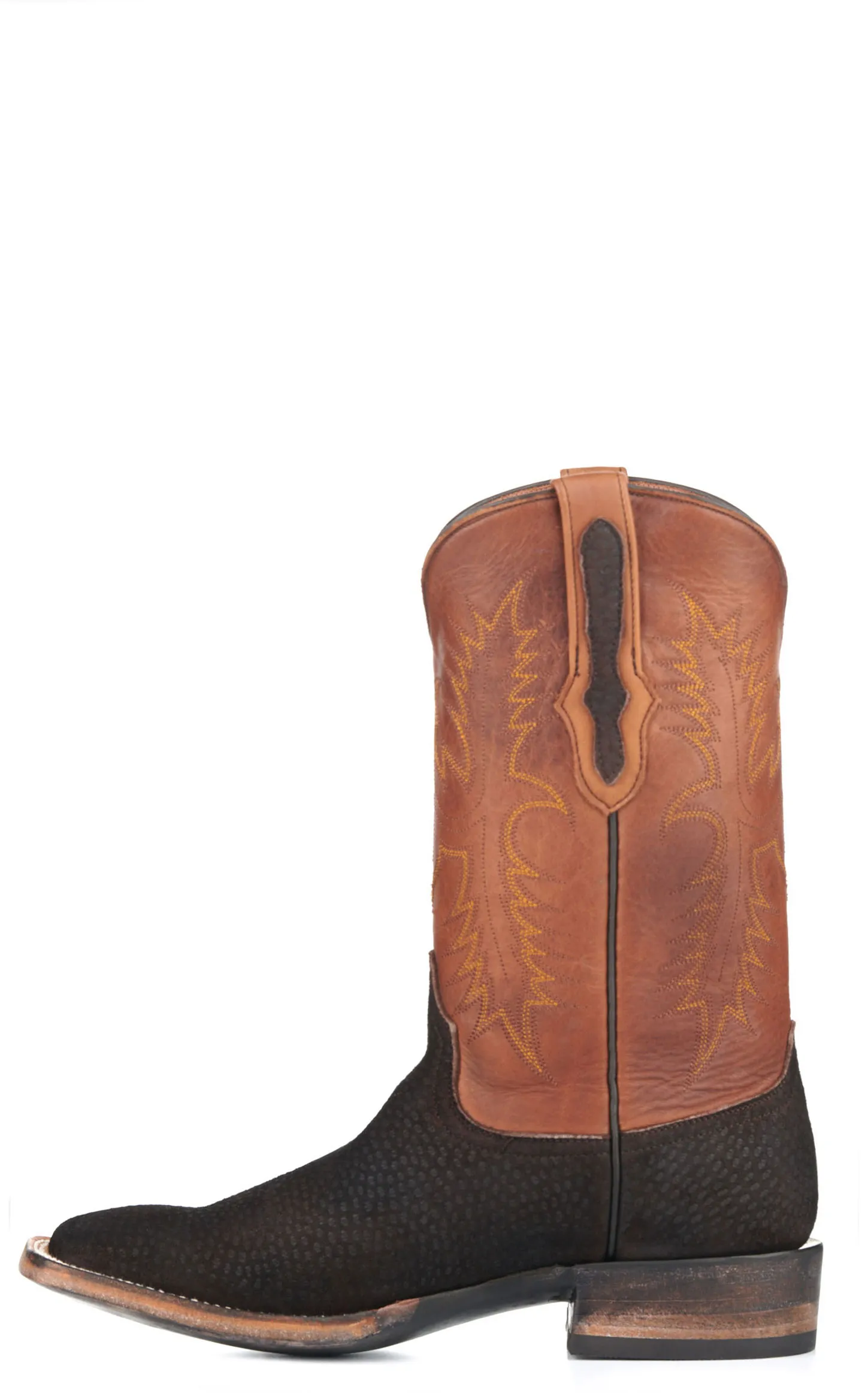 Black Jack Men's Burnished Peanut and Chocolate Capybara Wide Square Toe Exotic Cowboy Boots