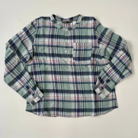 Bonpoint Turquoise Check Collarless Shirt: 8-10 Years & 12-14 Years