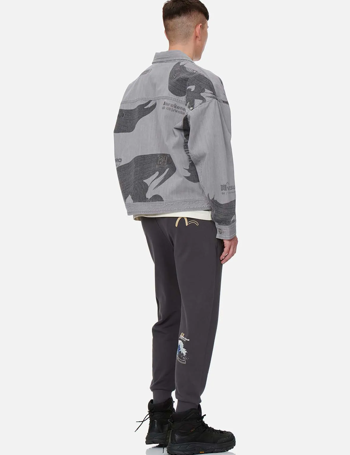 Brushstroke Kanji and Multi-Logo Denim Jacket