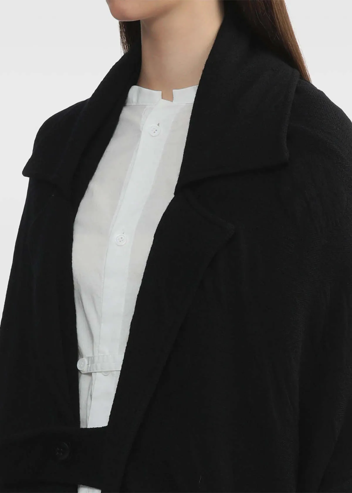 Buttoned Square Coat - Black