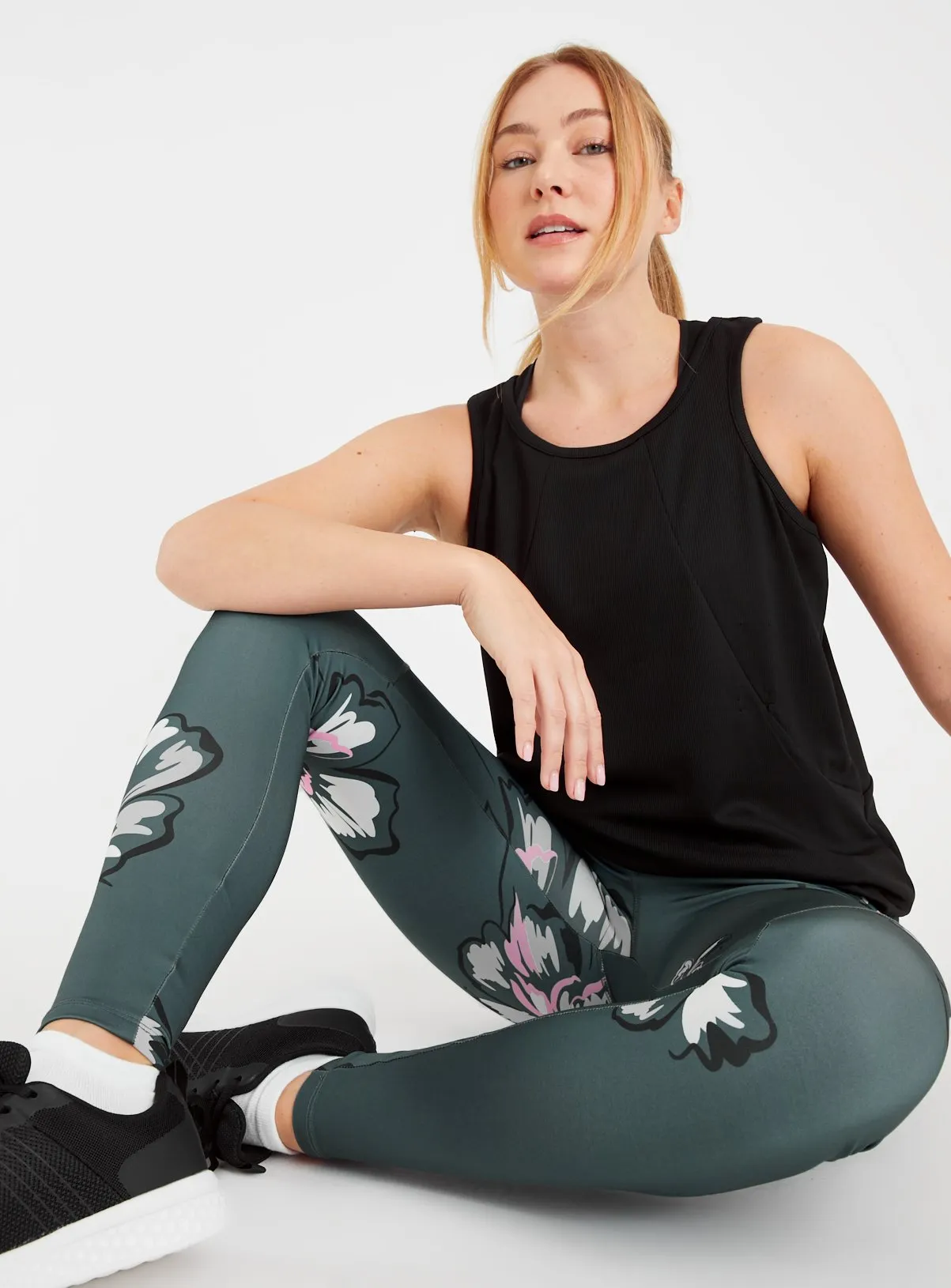 Buy Active Green Floral Leggings 22 | Leggings | Tu