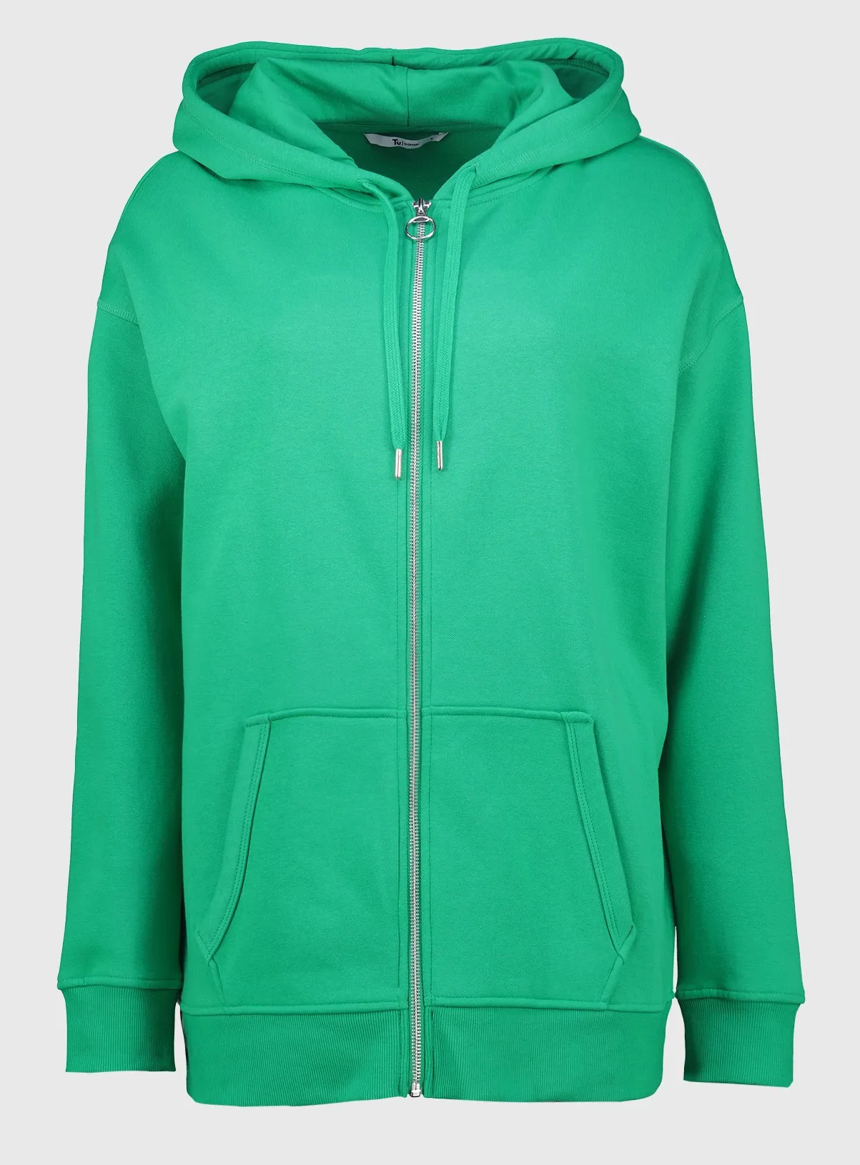 Buy Green Zip-Through Longline Hoodie S | Hoodies and sweatshirts | Tu