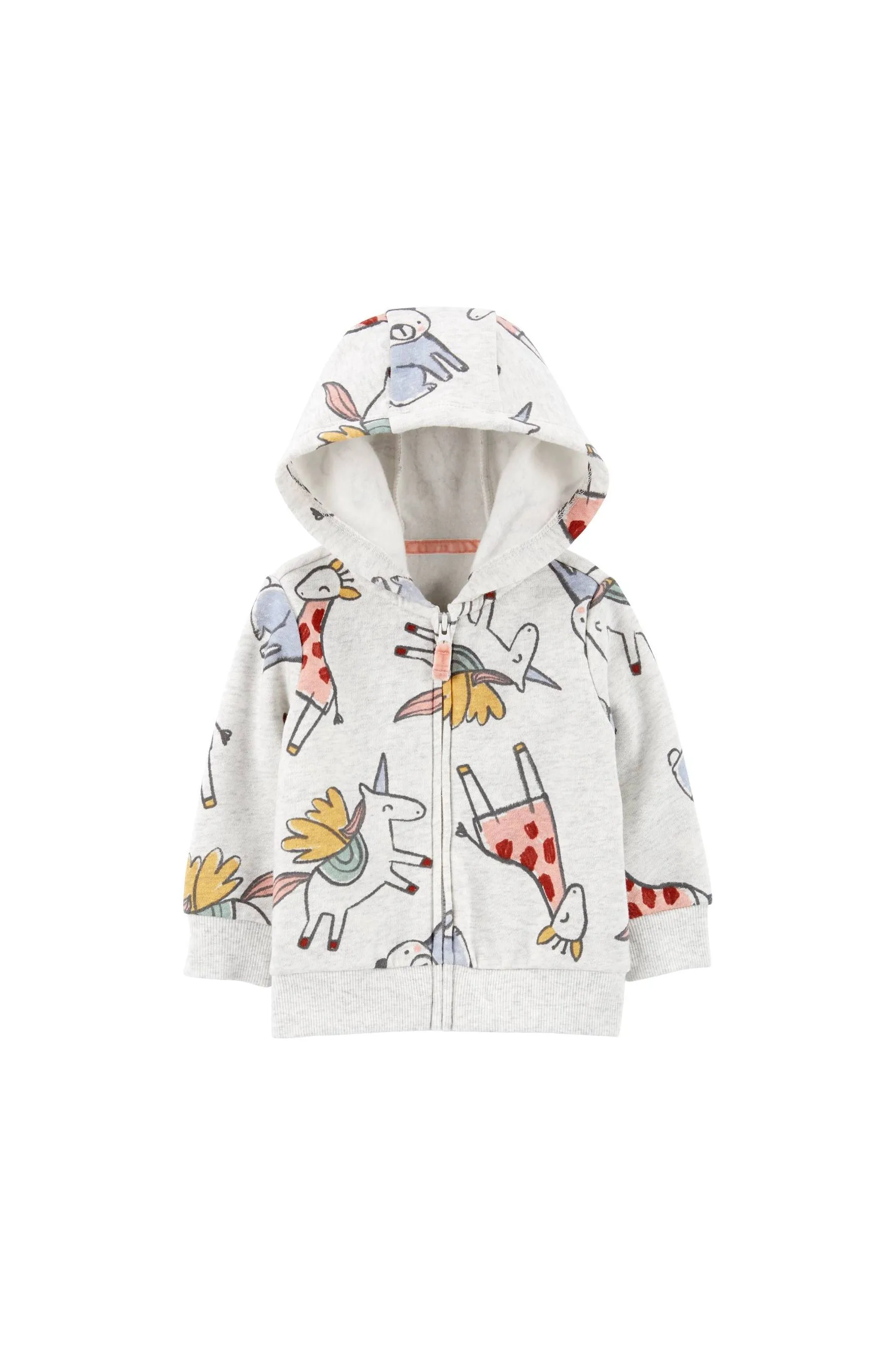 Carter's Unicorn Zip-Up Fleece Hoodie Gray Girl Hoodies