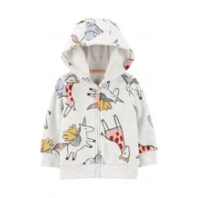 Carter's Unicorn Zip-Up Fleece Hoodie Gray Girl Hoodies