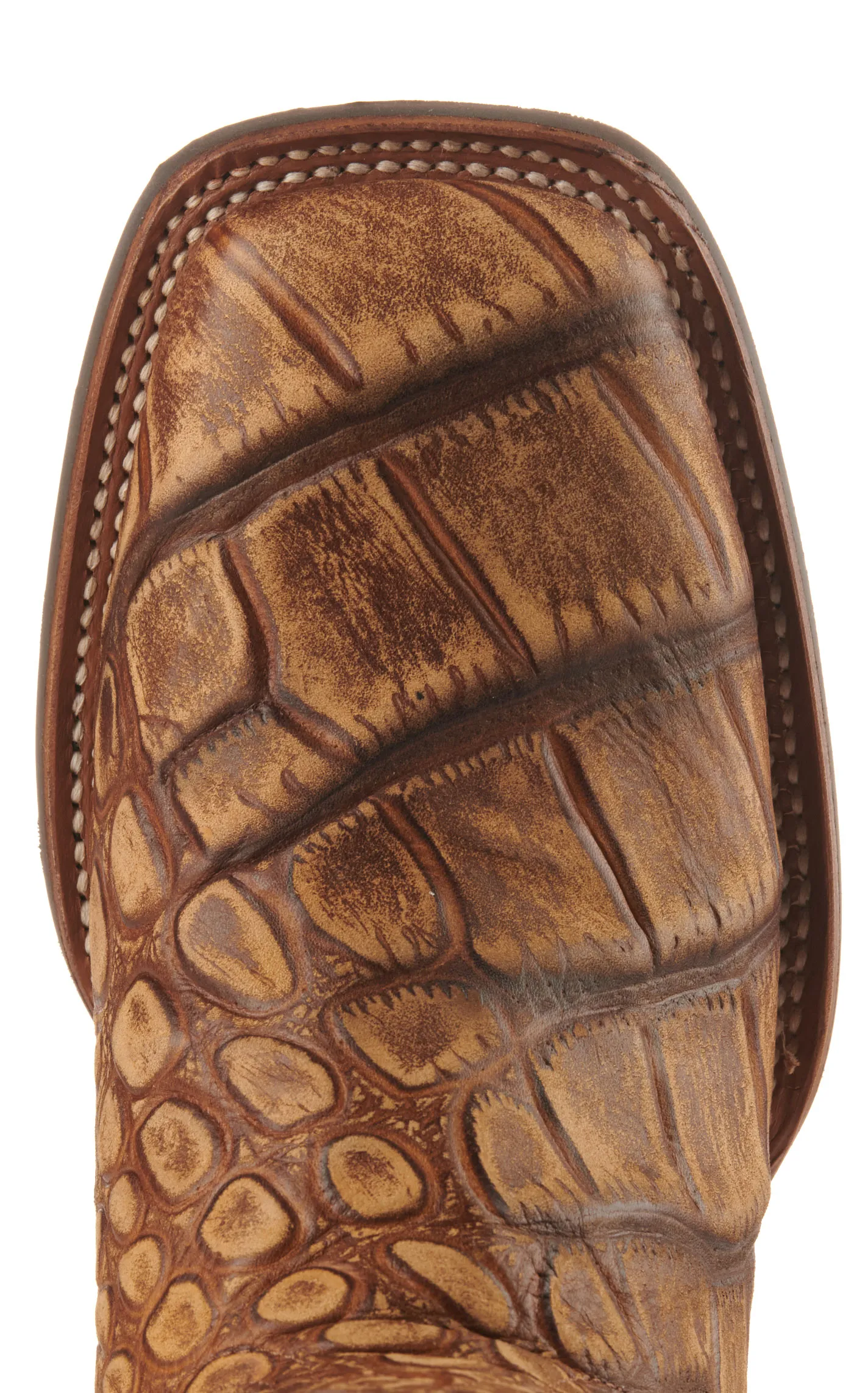 Cavender's Men's Intrepid Turquoise and Rustic Tan Alligator Print Wide Square Toe Cowboy Boot