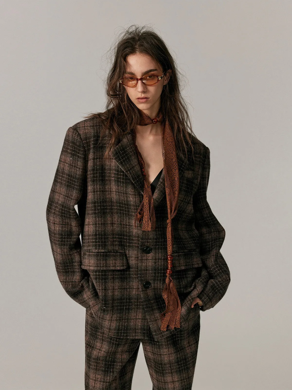 Checked Retro Oversize Casual Jacket