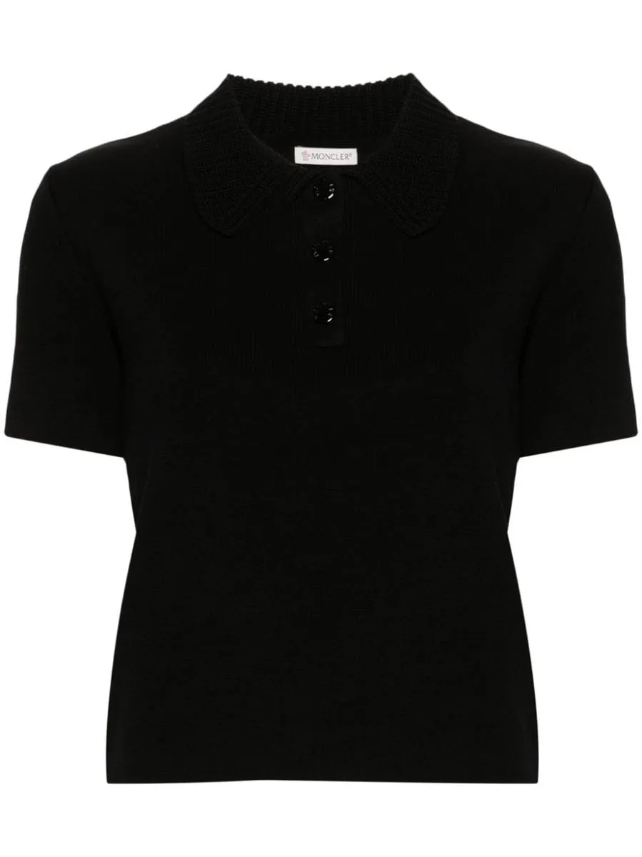 CONTRASTING-COLLAR COTTON POLO TOP