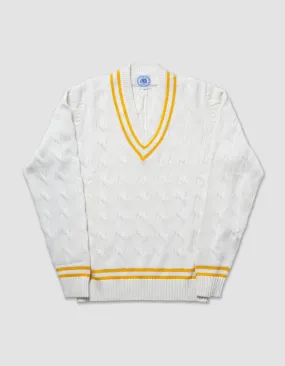 COTTON CRICKET SWEATER - ECRU/GOLD