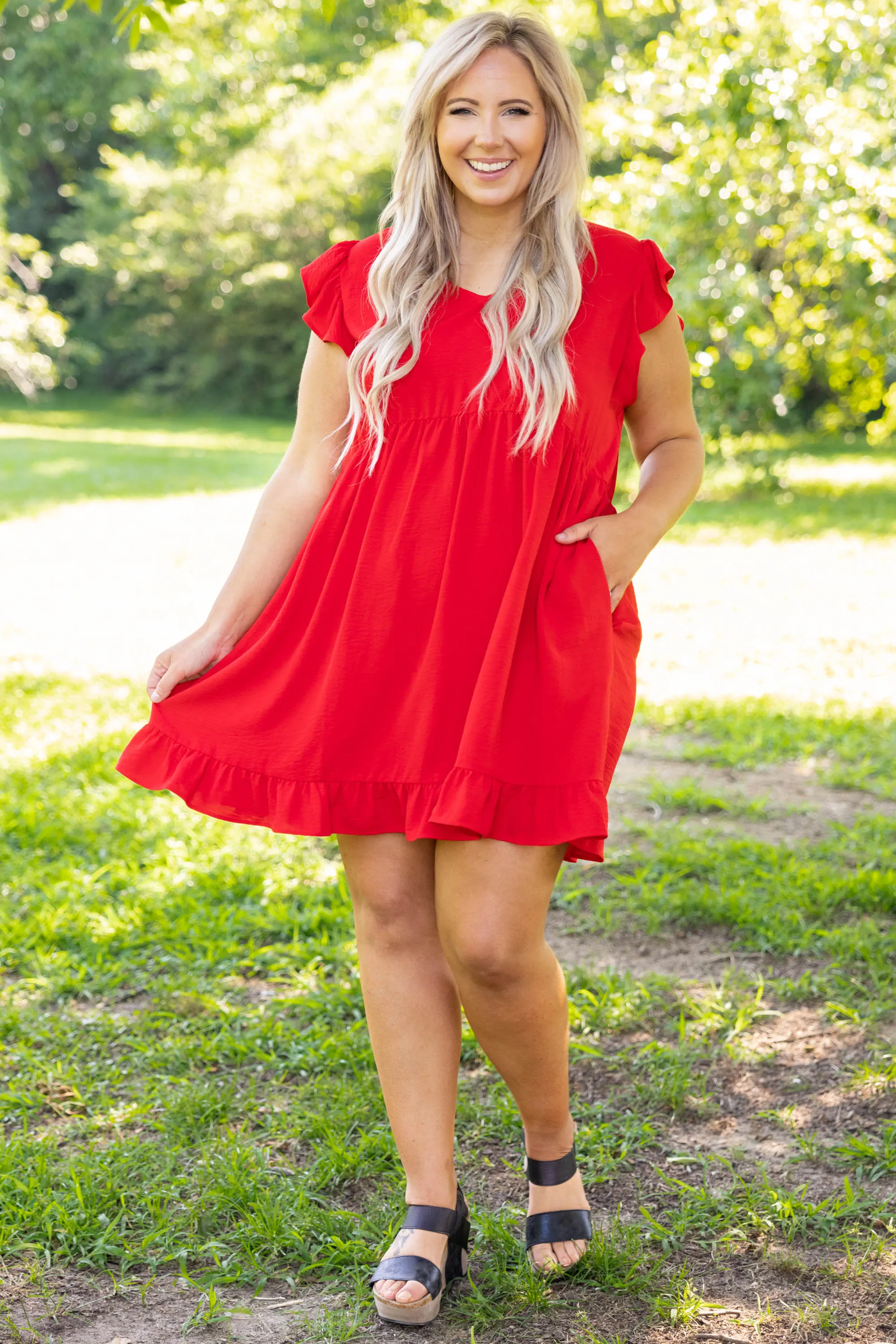 Cozy Cabana Dress, Tomato