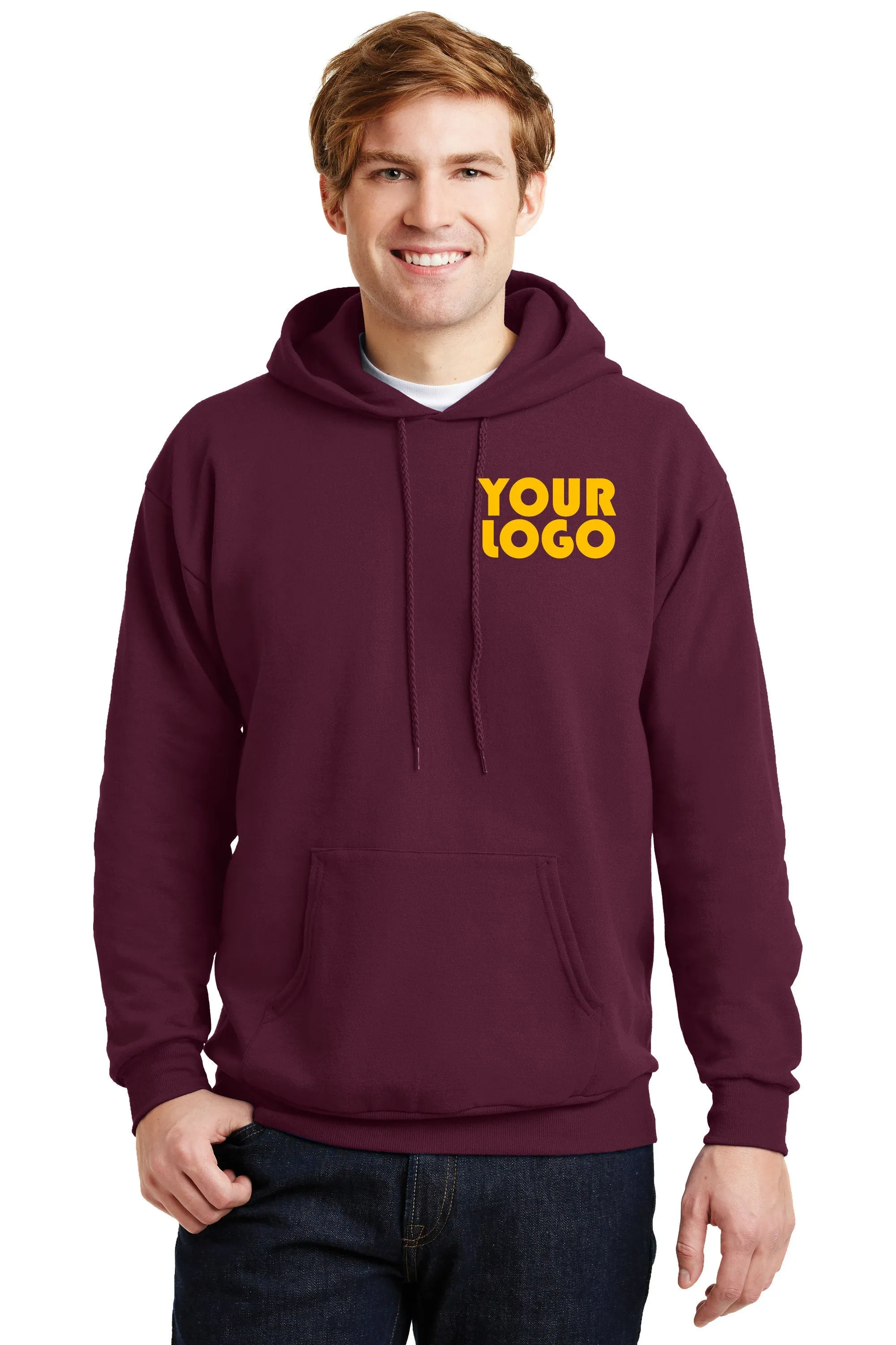 Custom Embroidered Hoodie Sweater - Personalize with your logo - 7.8 Ounce - 50/50 Cotton/Poly