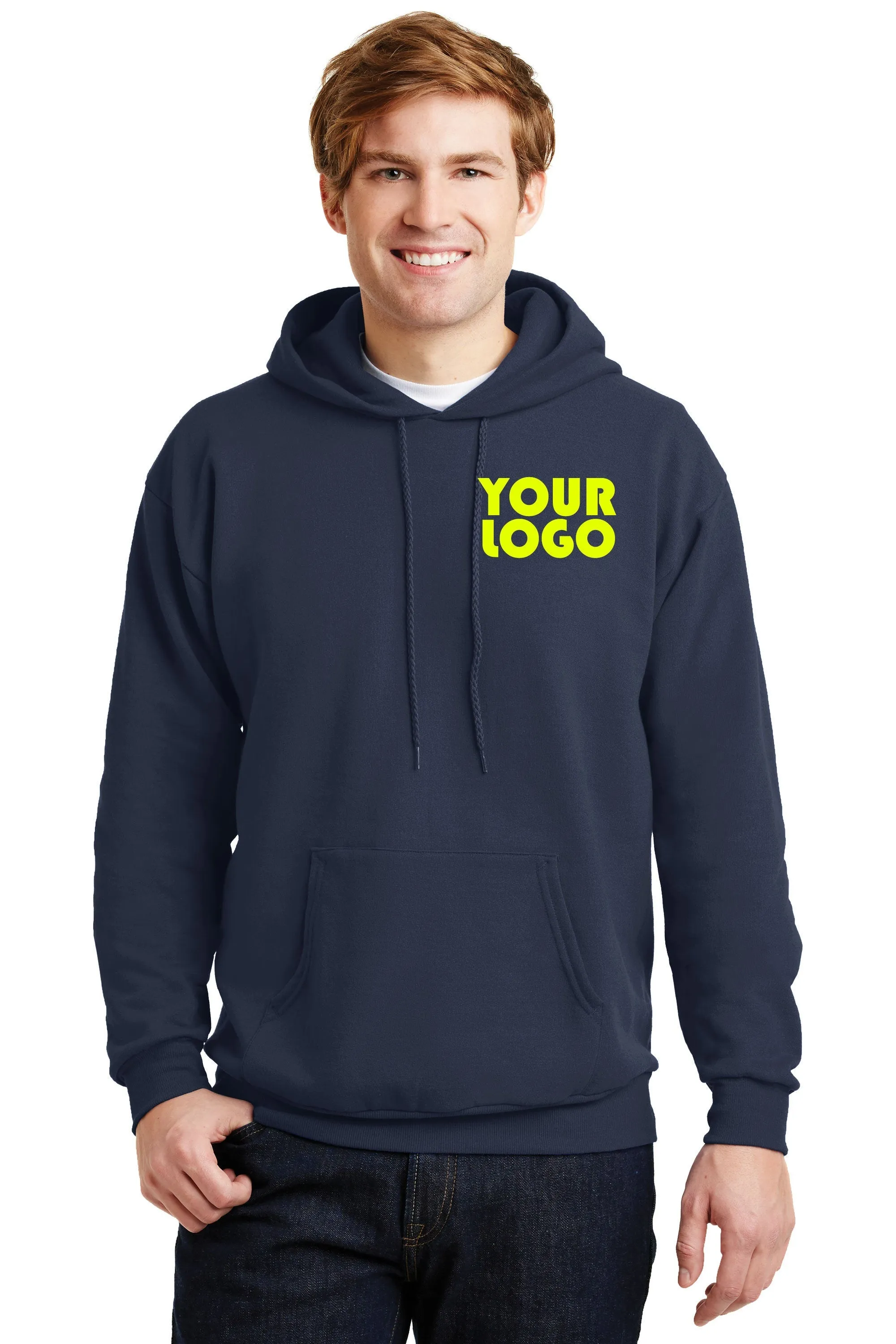 Custom Embroidered Hoodie Sweater - Personalize with your logo - 7.8 Ounce - 50/50 Cotton/Poly