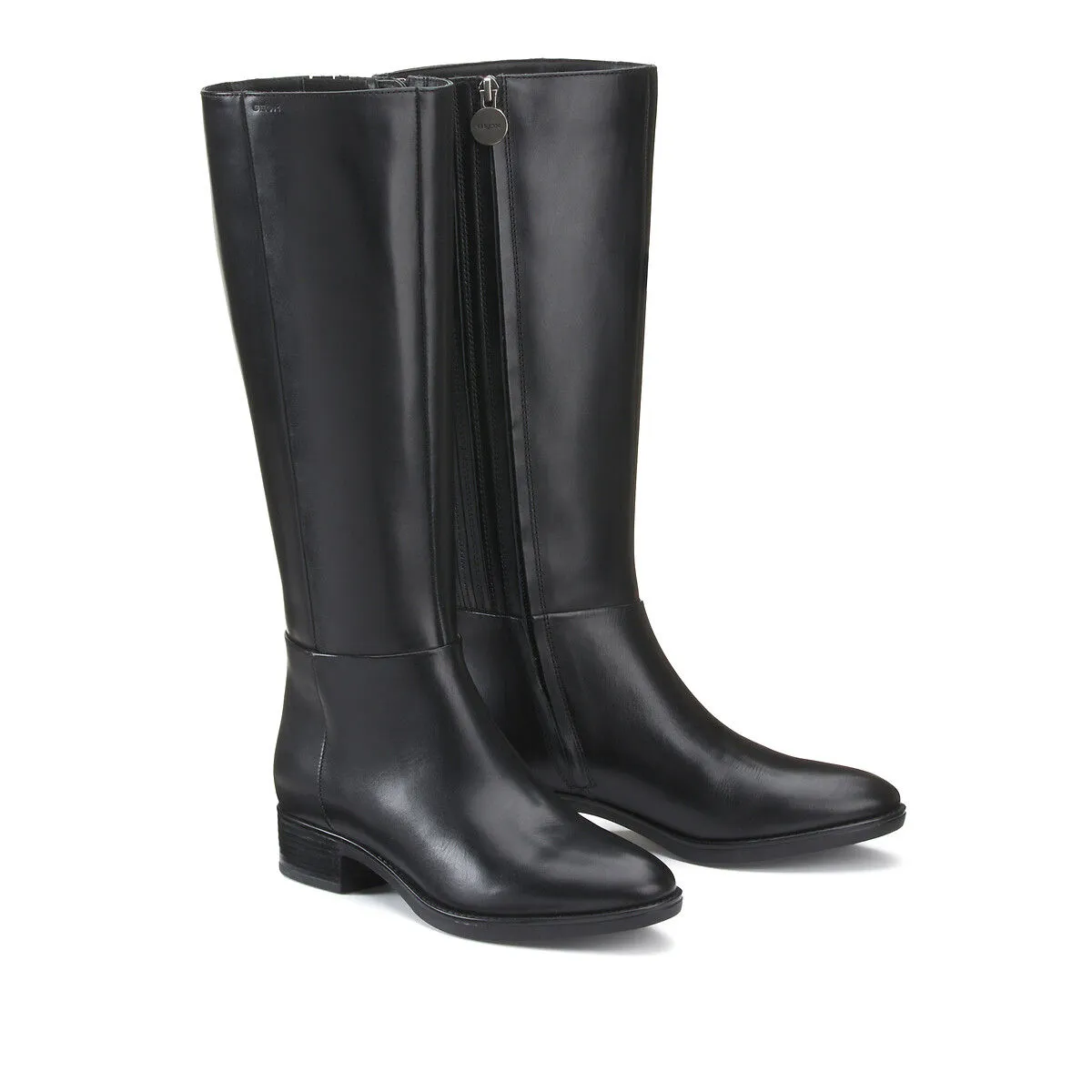 D Felicity Leather Knee-High Boots with Heel