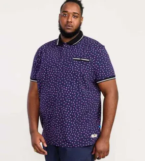 D555 Big Mens Melon Print Polo Shirt With Contrasting Trims (ROVER)