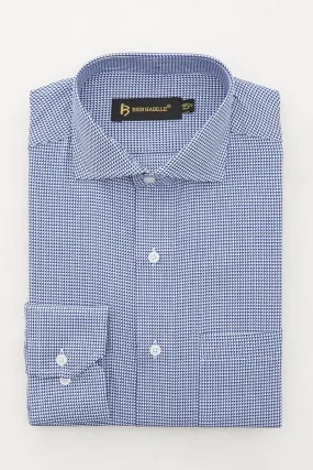 Dark Blue Checks Cotton Formal Mens Dress Shirts