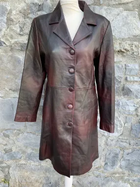 Dark burgundy leather coat  uk 10