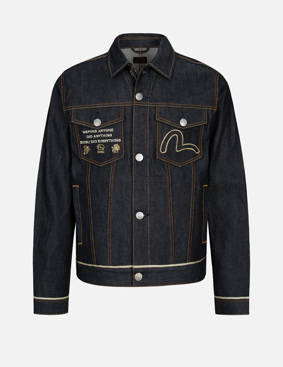 Deer Embroidery with Treasure Daicock Print Regular Fit Denim Jacket