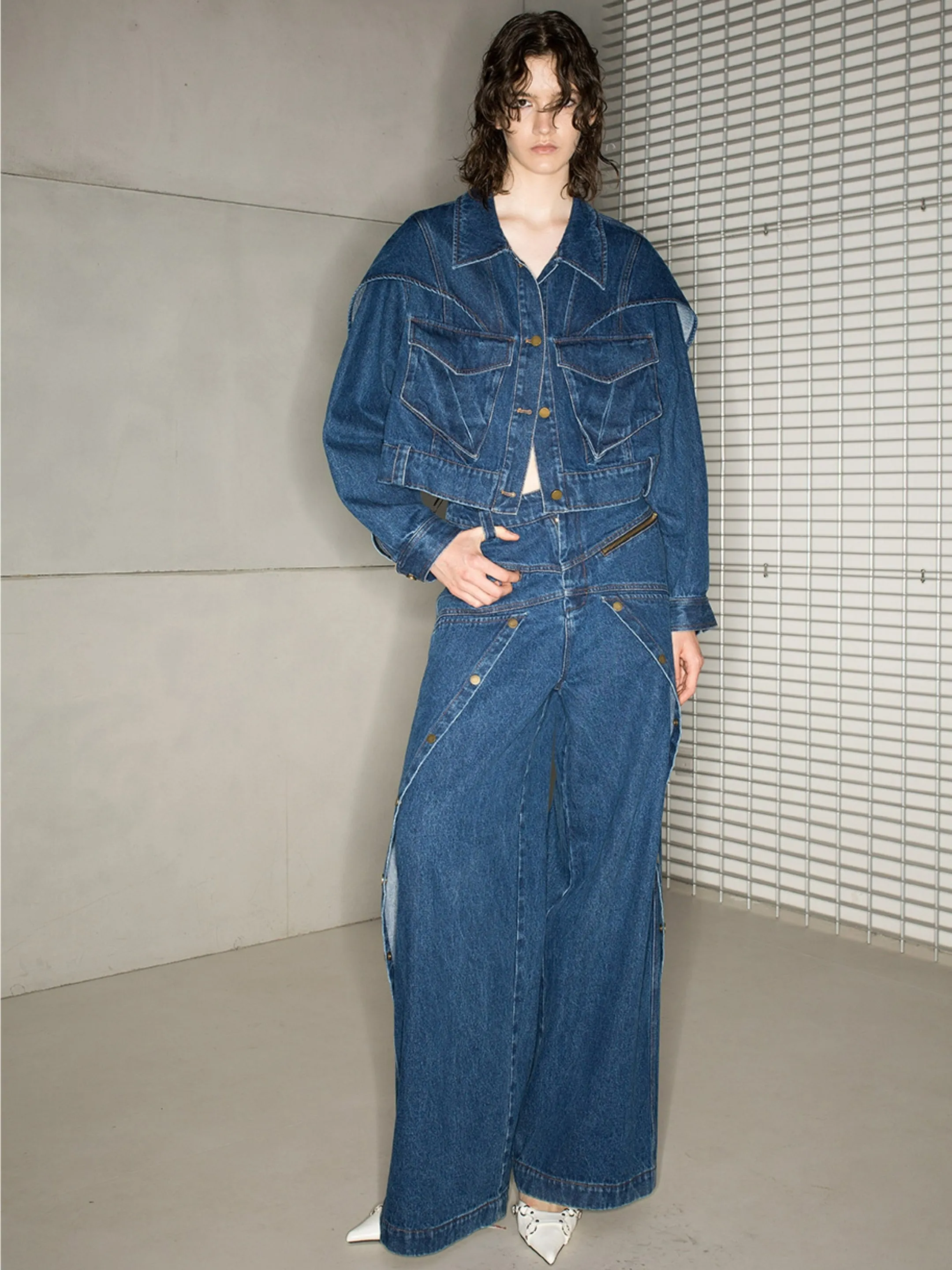 Denim Nichi Set-Up Casual Jacket&Wide-Pants