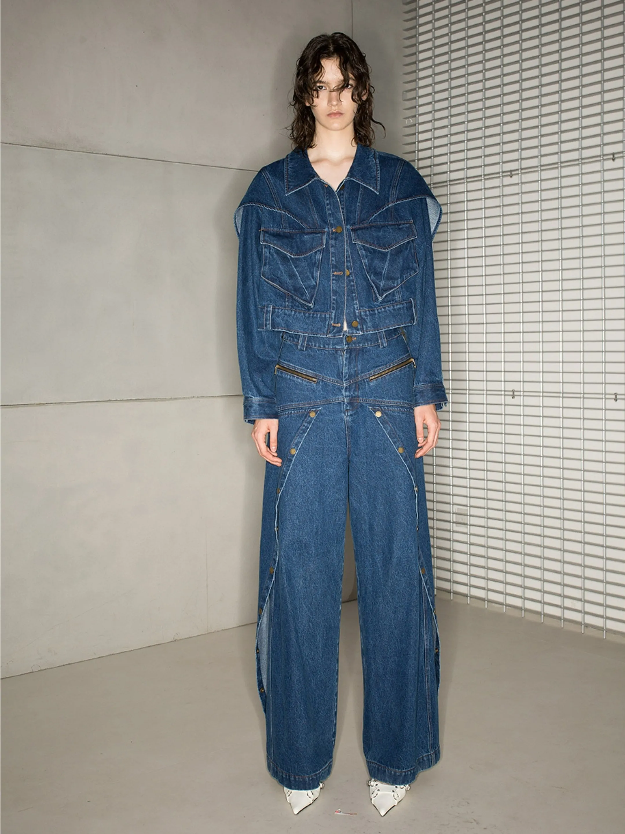 Denim Nichi Set-Up Casual Jacket&Wide-Pants