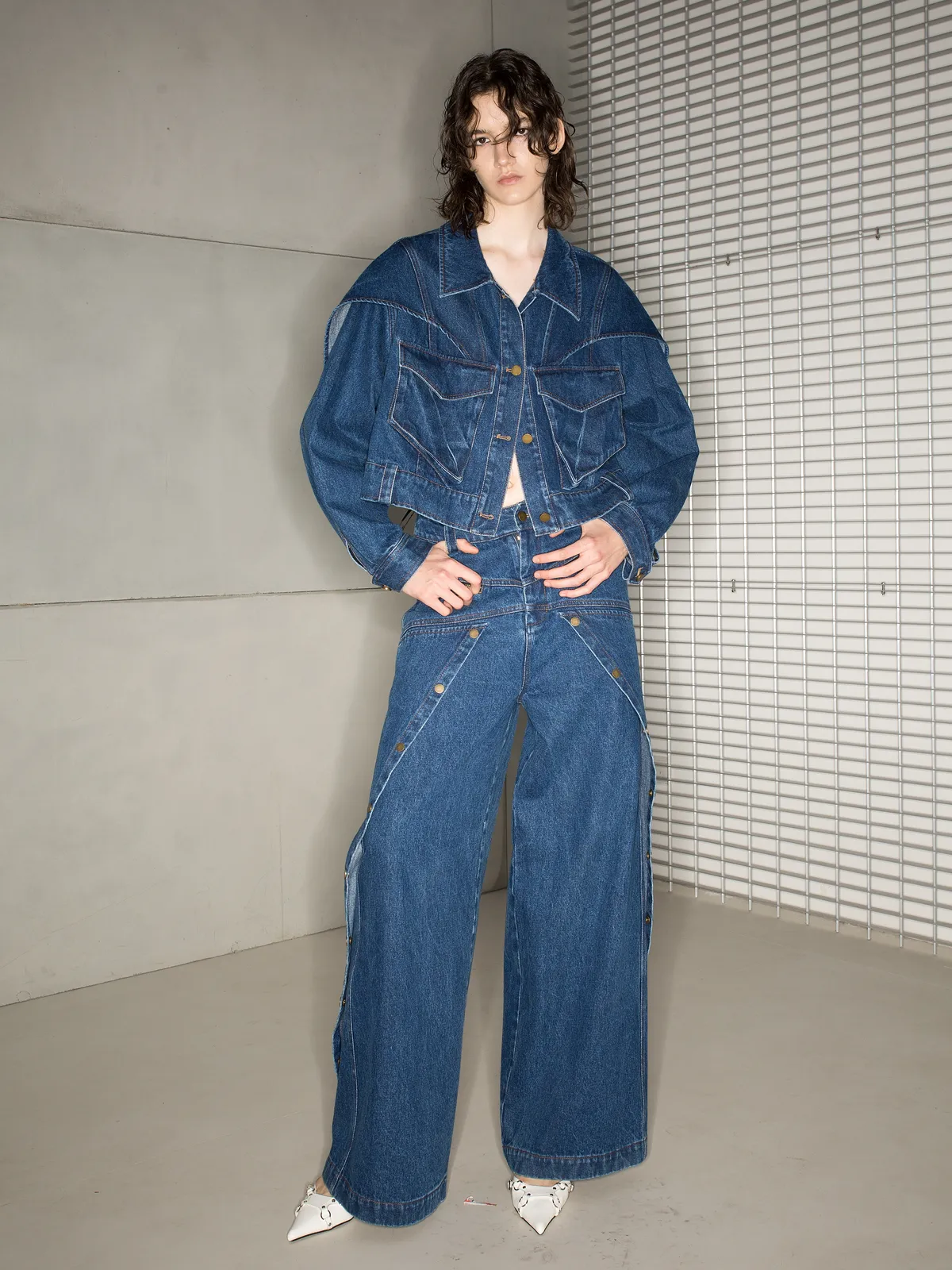 Denim Nichi Set-Up Casual Jacket&Wide-Pants