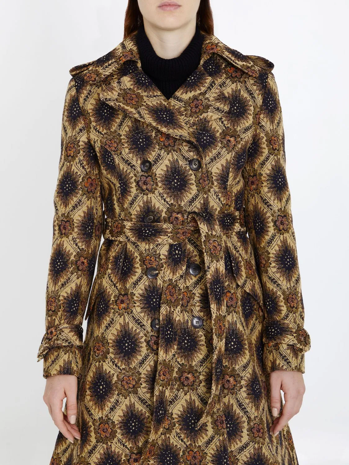 DOUBLE-BREASTED JACQUARD COAT