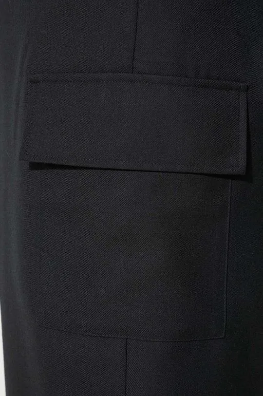 Drôle de Monsieur wool blend trousers Le Pantalon Cargo Flanelle black color C-BP138-WO017-BL