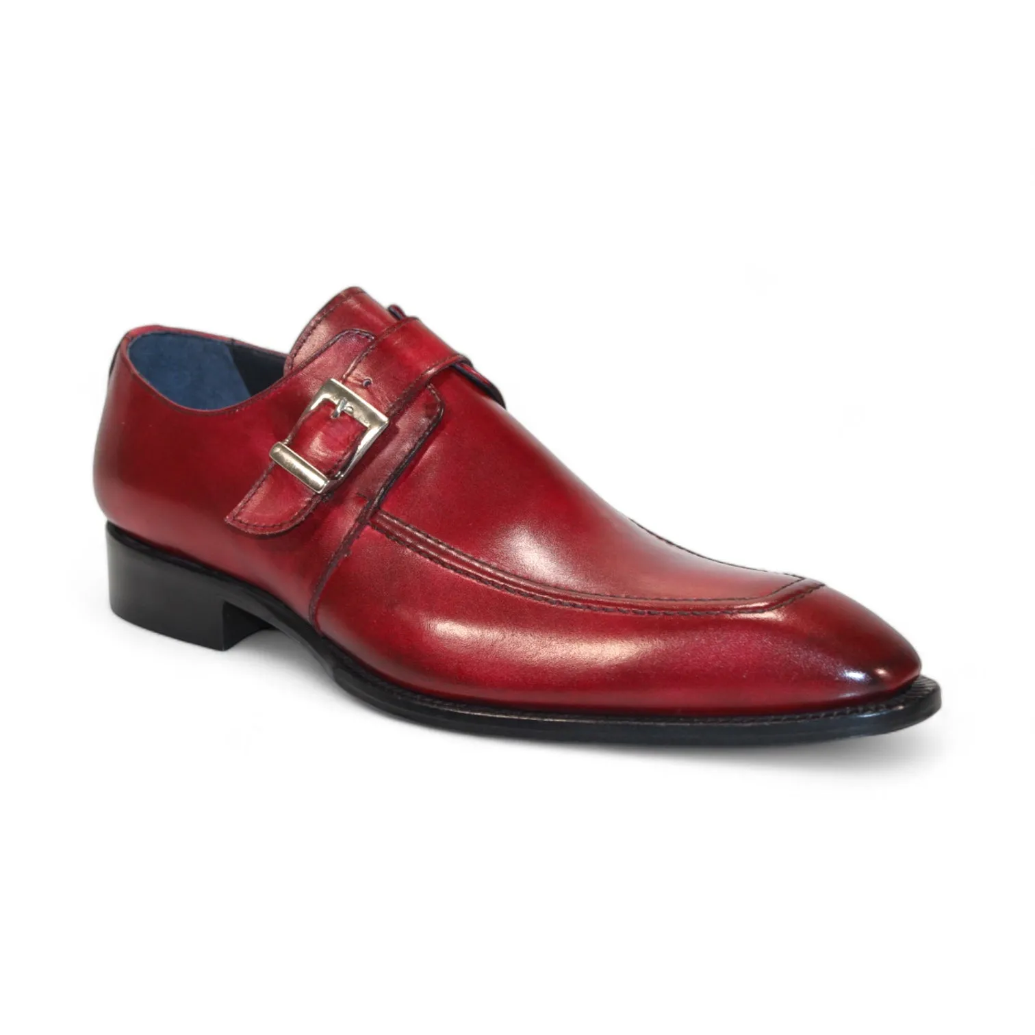 Duca Garda Men's Shoes Antique Red Calf-Skin Leather Monkstraps Oxfords (D1026)