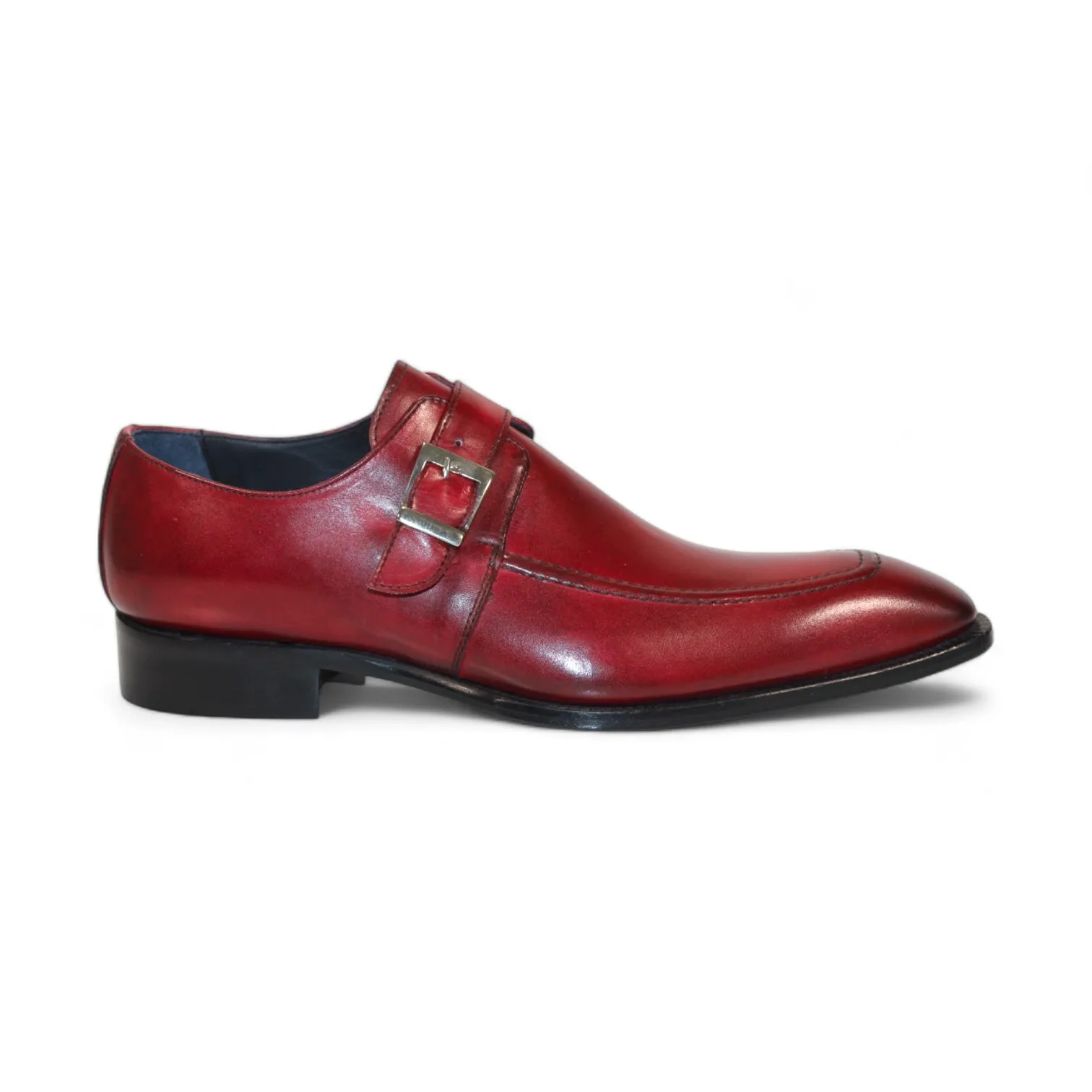 Duca Garda Men's Shoes Antique Red Calf-Skin Leather Monkstraps Oxfords (D1026)