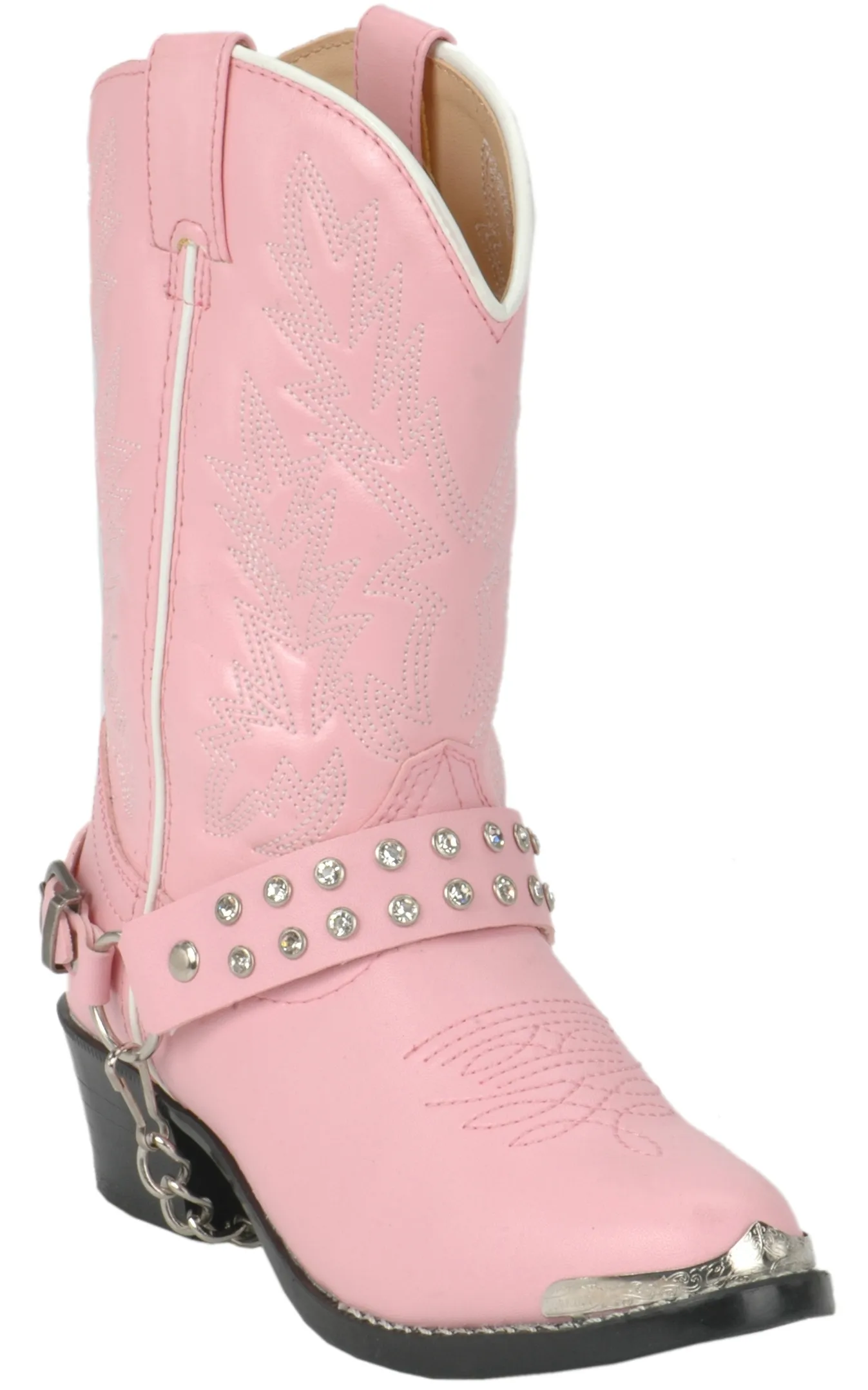 Durango Kids Pink with Rhinestone Strap Cowboy Boots