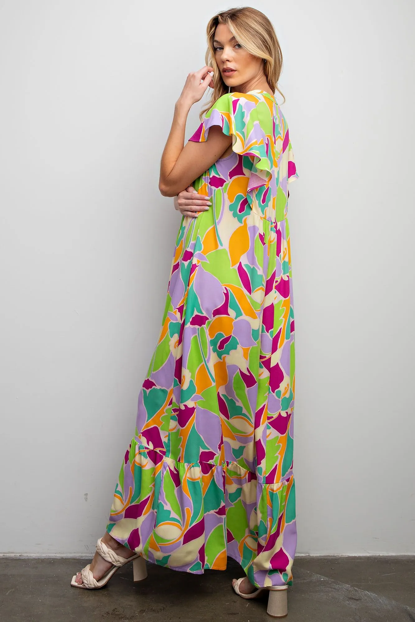 Easel Geometic Maxi Dress in Lavender