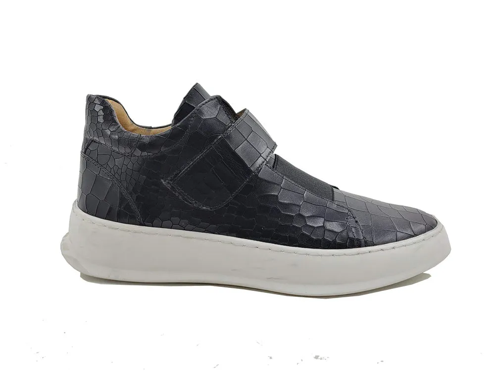 Embossed Mid-top Leather Sneaker