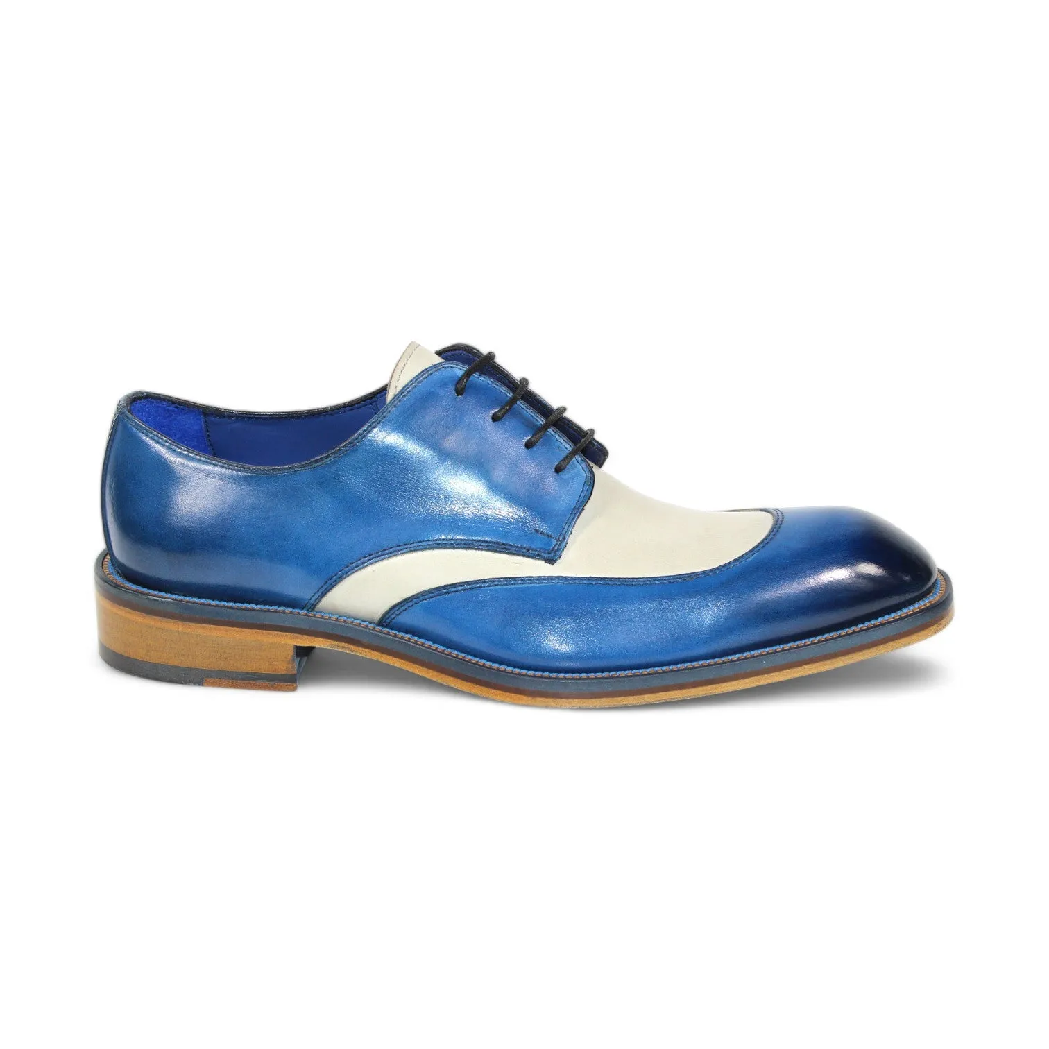 Emilio Franco Cosimo Men's Shoes Ocean Blue/Bone Calf-Skin Leather Oxfords (EF1158)