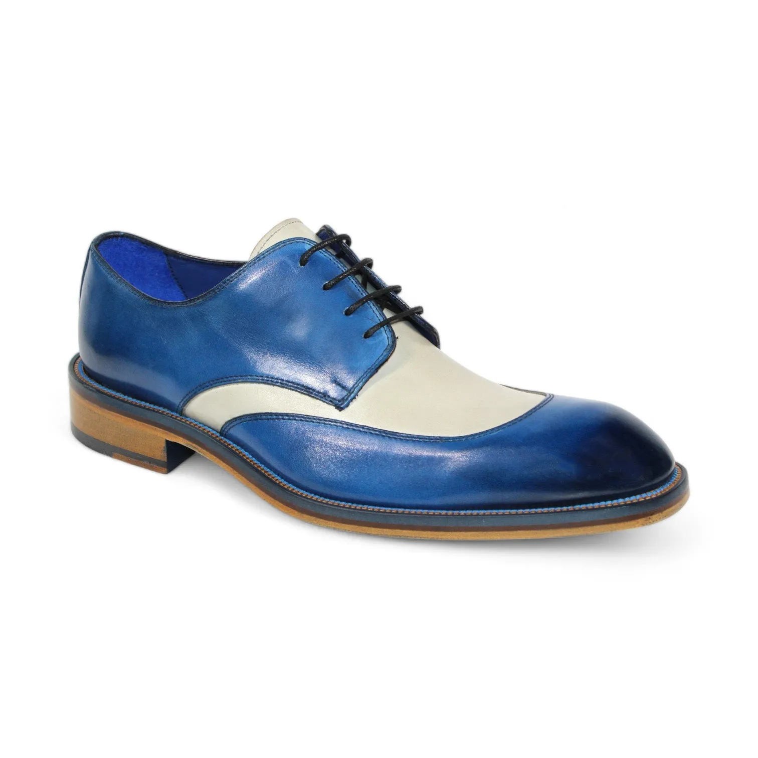 Emilio Franco Cosimo Men's Shoes Ocean Blue/Bone Calf-Skin Leather Oxfords (EF1158)