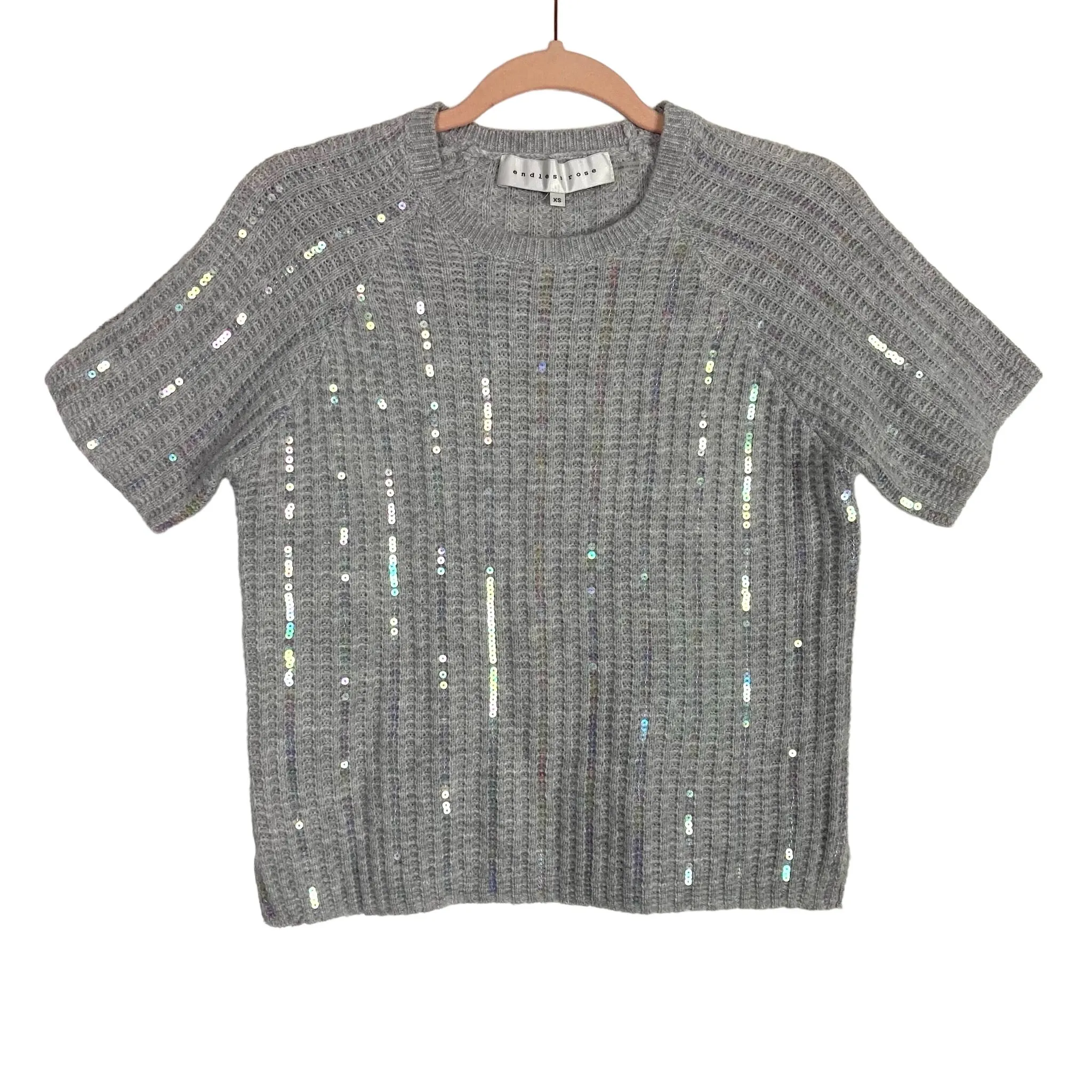 Endless Rose Grey Pastel Sequins Sweater- Size XS (sold out online)