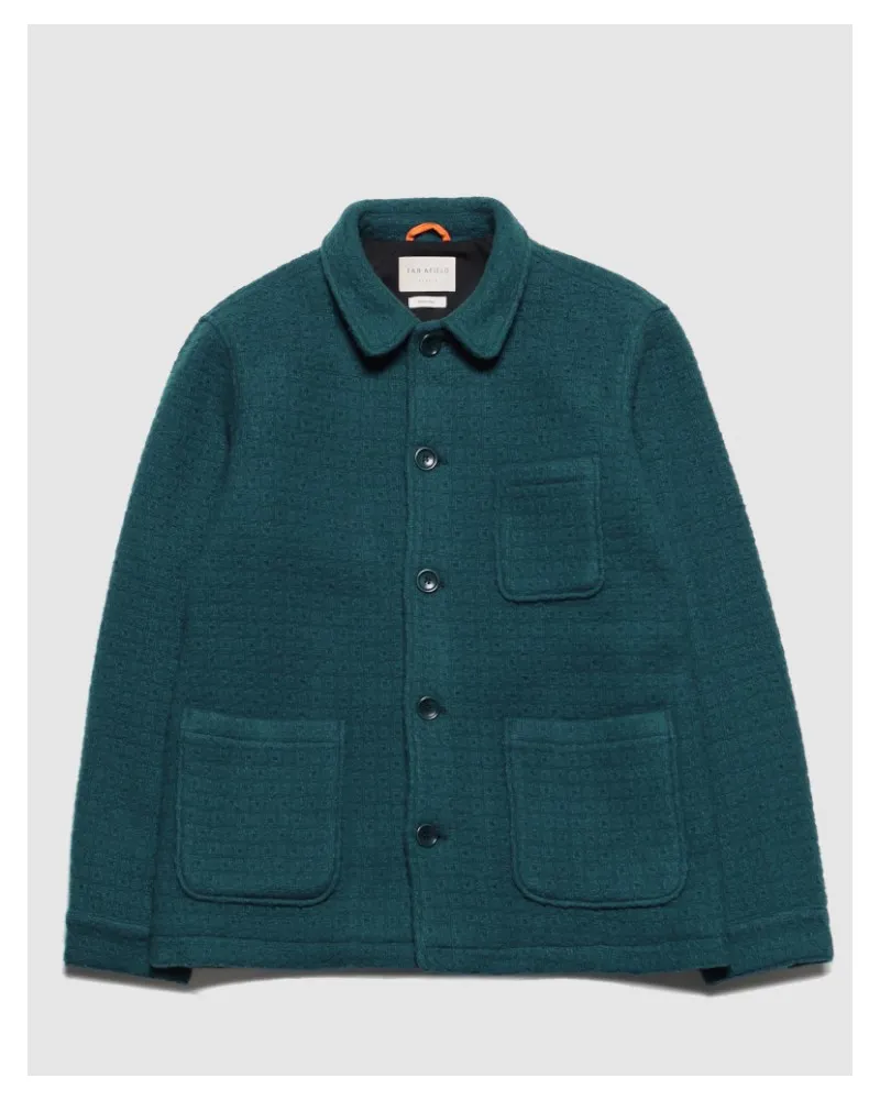 Far Afield - Station Jacket - Deep Teal - Wool - Textured Jacquard