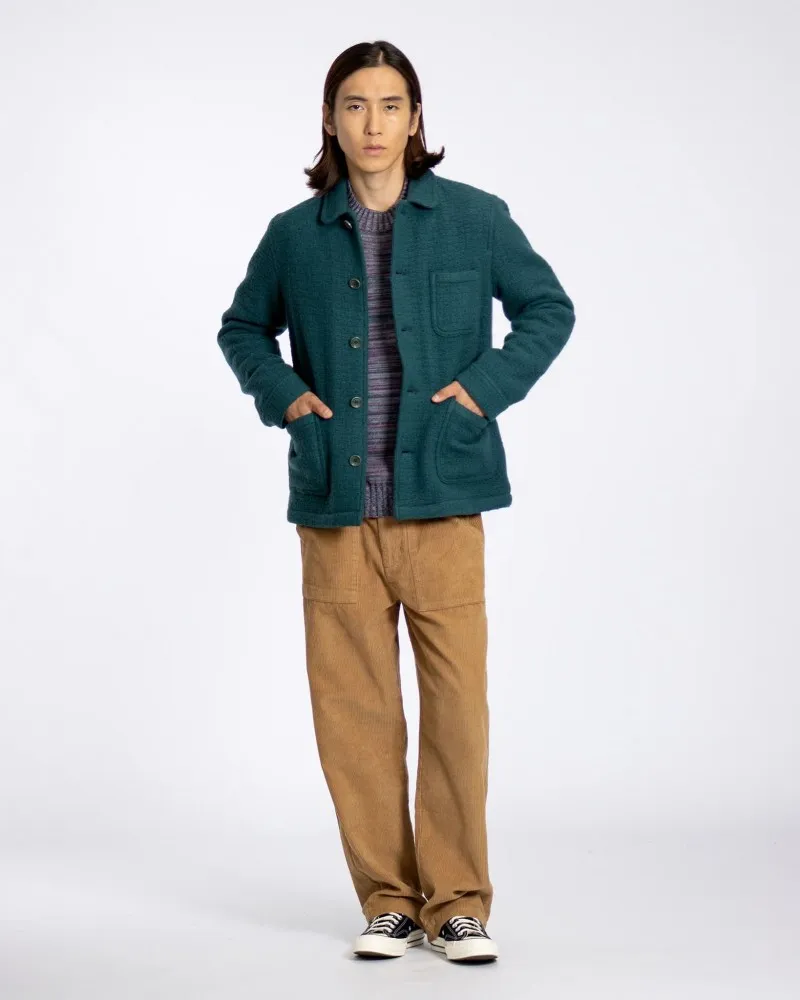 Far Afield - Station Jacket - Deep Teal - Wool - Textured Jacquard