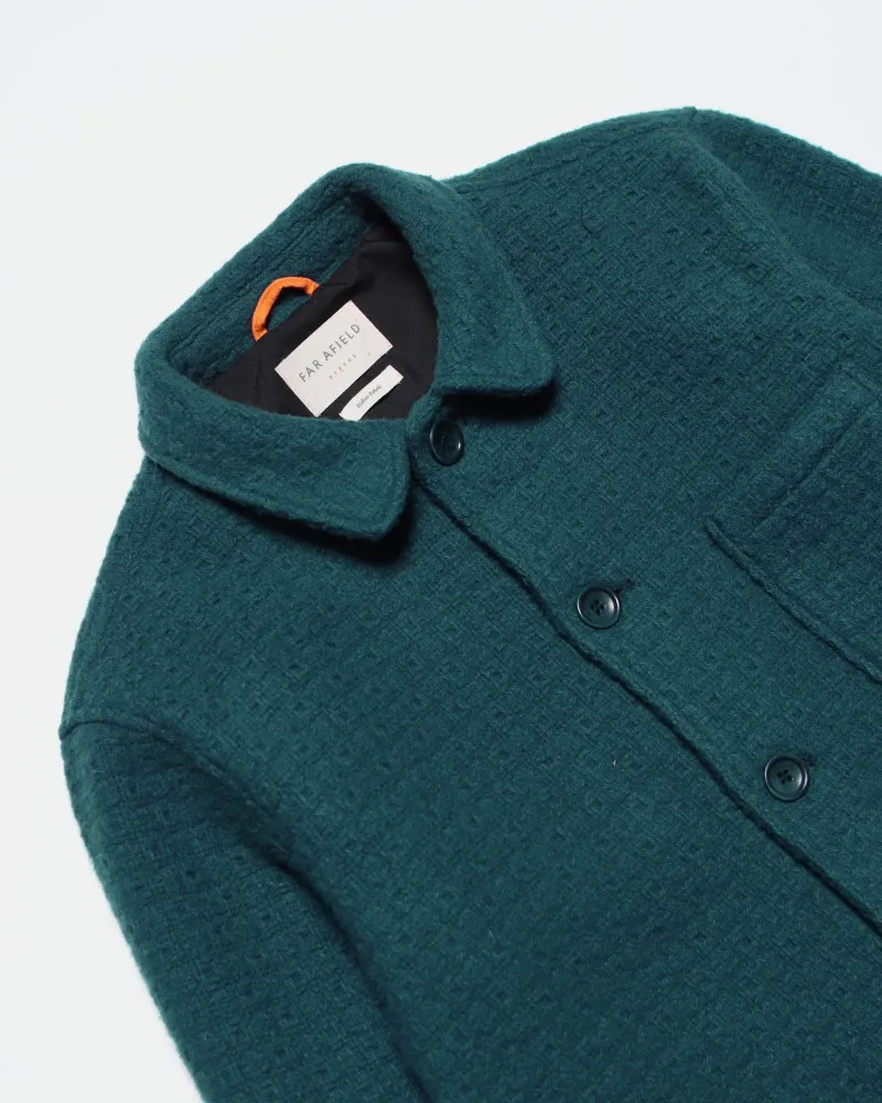 Far Afield - Station Jacket - Deep Teal - Wool - Textured Jacquard