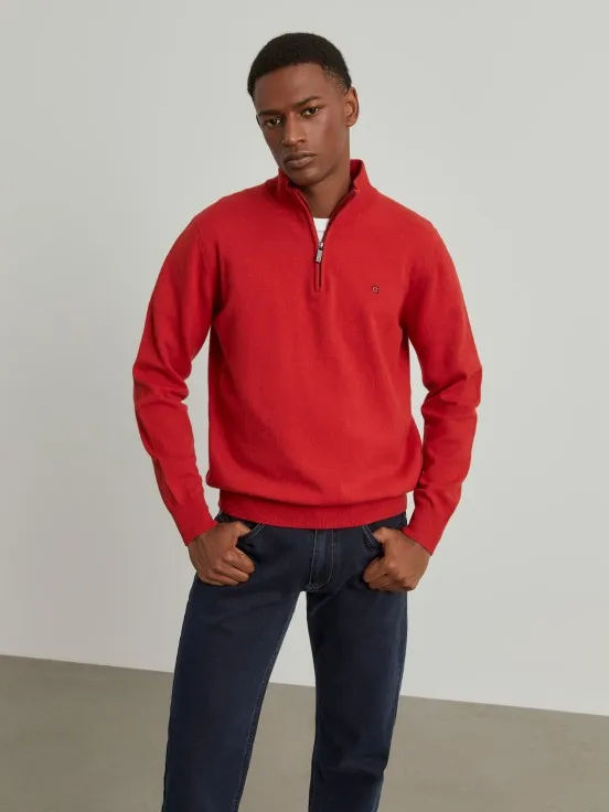 Fleece sweater with zip