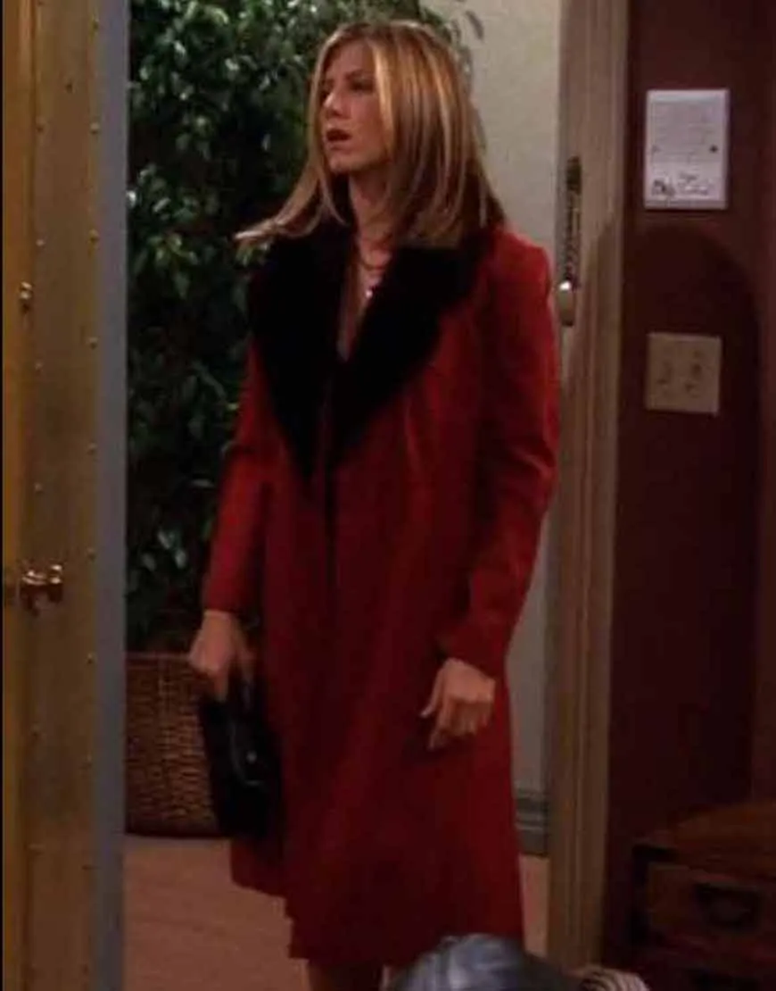 Friends S08 Jennifer Aniston Coat | Rachel Green Fur Collar Coat