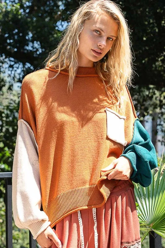 Geoffrey Colorblock Sweater (Burnt Topaz Multi)