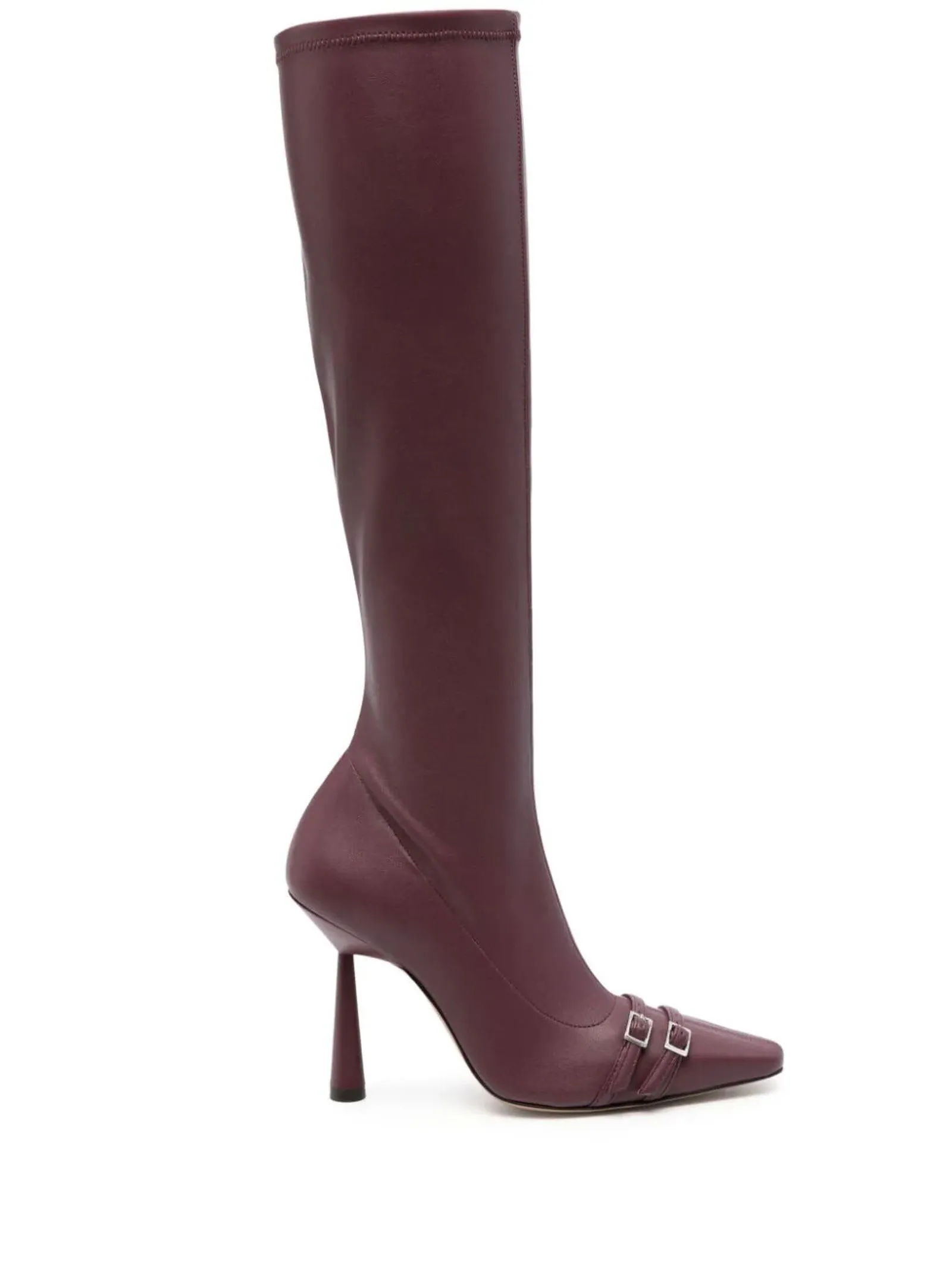 GIA BORGHINI Bordeaux Red Faux Leather Edith Boots